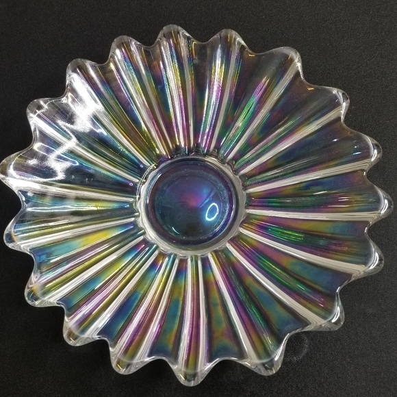 FEDERAL Iridescent Celestial Sunburst Center Serving Art Glass Bowl - Picture 8 of 8
